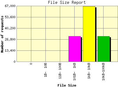 File Size Report: Number of requests by File Size.